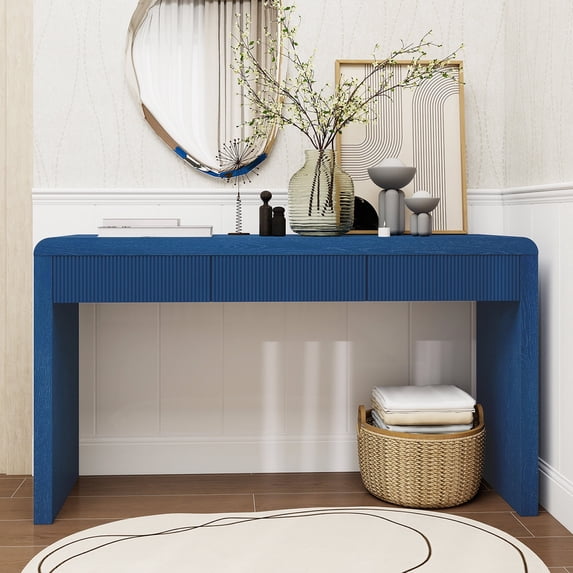HIUU Blue Console Table for Entryway,Farmhouse Entryway Table with Storage,Wood Sofa Tables for Living Room