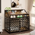 thumbnail image 1 of HIUU Brown Wooden Dog Crate - Industrial Style with Large Storage Table and Double Storage Table, Suitable for Medium-Sized Dogs., 1 of 9