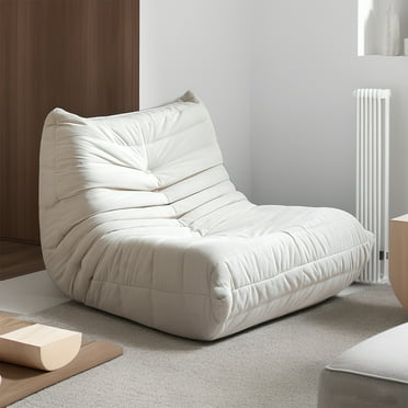 HIUU Cream Style Adult Bean Bag Chair,Bean Bag Chair,White fireside chair