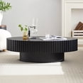 thumbnail image 1 of HIUU Round Coffee Table for Living Room (Matt Black),Fluted Coffee Table, 1 of 8
