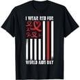 thumbnail image 1 of HIV Awareness Red Ribbon Men Women AIDS Fight USA Flag T-Shirt, 1 of 4