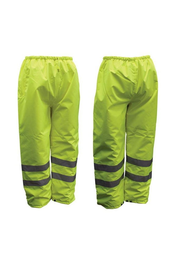 8008704 Hi-Vis Insulated Yellow Polyester Unisex Rain Pants, 3XL