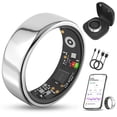 thumbnail image 1 of HIVISUALS Health & Fitness Tracking Ring | Sleep Monitor Mart Ring| 5-Day Battery & IP68 Waterproof | Silver, Size 10, 1 of 9