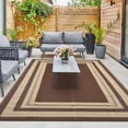 thumbnail image 1 of HIWEAVER 8' x 10' Brown Outdoor Rug PP Plastic Straw Woven Waterproof Patio Rug with Border Portable Outside Carpet for Balcony Deck Picnic Garden Decor, 1 of 6