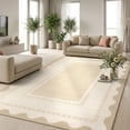 thumbnail image 1 of HIWEAVER Beige 10' x 13' Washable Scalloped Bordered Pattern Area Rug for Living Room Indoor Throw Carpet ​Modern Non-Slip Foldable Floor Cover for Dorm Home Decor, 1 of 7