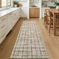 thumbnail image 1 of HIWEAVER Beige 2' x 6' Distressed Neutral Plaid Runner Rug for Kitchen Washable Non Slip Modern Checked Indoor Throw Carpet for Bedroom Decor Low Pile Farmhouse Floor Cover, 1 of 6