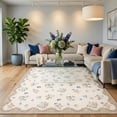 thumbnail image 1 of HIWEAVER Beige 8' x 10' Area Rug for Living Room Bedroom Washable Scalloped Bordered Floral Pattern Non Slip Indoor Carpet Room Decor, 1 of 8
