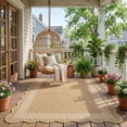 thumbnail image 1 of HIWEAVER Beige/Yellow 9' x 12' Scalloped-edge Easy Jute Area Rug for Living Room Modern Bordered Indoor Outdoor Neutral Carpet for Patios Non Slip Washable Throw Mat for Home Decor, 1 of 6