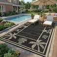 thumbnail image 1 of HIWEAVER Black/Brown 8'x 10' Outdoor Rug Garden Decor Floral Bordered Carpet Plastic Straw Waterproof Reversible Patio Area Rug for Balcony Deck Picnic Portable Camping Mat, 1 of 8
