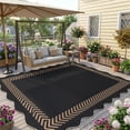 thumbnail image 1 of HIWEAVER Black/Brown 8' x 10' Scalloped-edge Easy Jute Area Rug for Living Room Modern Bordered Indoor Outdoor Neutral Carpet for Patios Non Slip Washable Throw Mat for Home Decor, 1 of 1