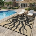 thumbnail image 1 of HIWEAVER Black/Brown 9'x 12' Outdoor Rug Garden Decor Abstract Sun Pattern Carpet Plastic Straw Waterproof Reversible Patio Area Rug for Balcony Deck Picnic Portable Camping Mat, 1 of 8