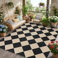 thumbnail image 1 of HIWEAVER Black/White 5' x 7' Modern Geometric Easy Jute Area Rug for Living Room Washable Checkered Print Indoor Outdoor Carpet Non-Slip Stain-Resistant Kitchen Throw Mat Low Pile Patio Rug Decor, 1 of 6