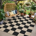thumbnail image 1 of HIWEAVER Black/White 6' x 9' Modern Geometric Easy Jute Area Rug for Living Room Washable Checkered Print Indoor Outdoor Carpet Non-Slip Stain-Resistant Kitchen Throw Mat Low Pile Patio Rug Decor, 1 of 6