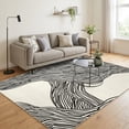 thumbnail image 1 of HIWEAVER Black/White 8' x 10' Washable Abstract Striped Area Rug for Living Room Indoor Throw Neutral Carpet Modern Geometric Non-Slip Foldable Floor Cover for Dorm Home Decor, 1 of 7
