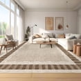 thumbnail image 1 of HIWEAVER Brown 8' x 10' Scalloped Washable Area Rug for Living Room Modern Solid Geometric Accent Throw Carpet for Bedroom Non-Slip Floor Cover Room Home Decor, 1 of 6