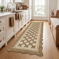 thumbnail image 1 of HIWEAVER Camel 2' x 6' Scalloped-edge Easy Jute Runner Rug for Bathroom Modern Bordered Plaid Indoor Outdoor Neutral Carpet for Patios Non Slip Washable Throw Kitchen Mat for Home Decor, 1 of 6