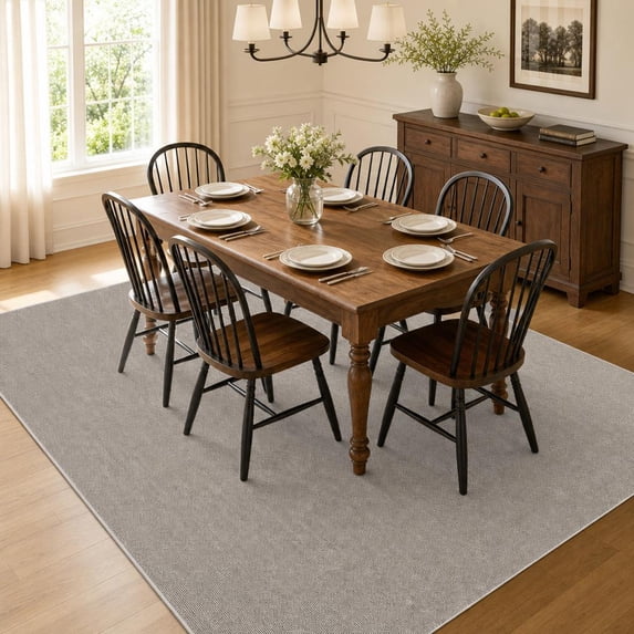 HIWEAVER Camel 8' x 10' Modern Neutral Solid Area Rug for Living Room Bedroom Farmhouse Non Slip Washable Stain Resistant Soft Indoor Carpet Foldable Floor Cover for Home Office Decor