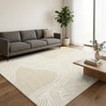 thumbnail image 1 of HIWEAVER Camel 9' x 12' Washable Abstract Striped Area Rug for Living Room Indoor Throw Neutral Carpet Modern Geometric Non-Slip Foldable Floor Cover for Dorm Home Decor, 1 of 6