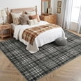 thumbnail image 1 of HIWEAVER Gray 3' x 5' Distressed Neutral Plaid Area Rug for Living Room Washable Non Slip Modern Checked Indoor Carpet for Bedroom Decor Low Pile Farmhouse Floor Cover, 1 of 7