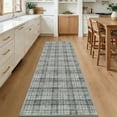 thumbnail image 1 of HIWEAVER Gray Green 2' x 6' Distressed Neutral Plaid Runner Rug for Kitchen Washable Non Slip Modern Checked Indoor Throw Carpet for Bedroom Decor Low Pile Farmhouse Floor Cover, 1 of 6