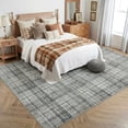 thumbnail image 1 of HIWEAVER Gray Green 5' x 7' Distressed Neutral Plaid Area Rug for Living Room Washable Non Slip Modern Checked Indoor Carpet for Bedroom Decor Low Pile Farmhouse Floor Cover, 1 of 7