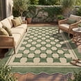 thumbnail image 1 of HIWEAVER Green 5' x 7' Scalloped-edge Easy Jute Area Rug for Living Room Modern Bordered Plaid Indoor Outdoor Neutral Carpet for Patios Non Slip Washable Throw Mat for Home Decor, 1 of 6