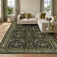 thumbnail image 1 of HIWEAVER Green/Black 8' x 10' Distressed Floral Vintage Area Rug for Living Room Washable Non Slip Indoor Carpet for Bedroom Decor Low Pile Farmhouse Floor Cover, 1 of 6