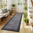 thumbnail image 1 of HIWEAVER Modern Geometric Bordered Non Slip Runner Washable 2' x 6' Throw Rug for Hallway Enterway Neutral Indoor Black/Gray Carpet, 1 of 6