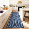thumbnail image 1 of HIWEAVER Modern Geometric Striped Non Slip Runner Washable 2' x 6' Throw Rug for Hallway Enterway Neutral Indoor Navy Carpet, 1 of 8