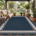 thumbnail image 1 of HIWEAVER Navy 9' x 12' Scalloped-edge Easy Jute Area Rug for Living Room Modern Bordered Indoor Outdoor Neutral Carpet for Patios Non Slip Washable Throw Mat for Home Decor, 1 of 6
