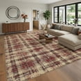 thumbnail image 1 of HIWEAVER Red 10' x 13' Distressed Neutral Plaid Area Rug for Living Room Washable Non Slip Modern Checked Indoor Carpet for Bedroom Decor Low Pile Farmhouse Floor Cover, 1 of 7