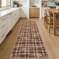 thumbnail image 1 of HIWEAVER Red 2'5" x 12' Distressed Neutral Plaid Runner Rug for Kitchen Washable Non Slip Modern Checked Indoor Throw Carpet for Bedroom Decor Low Pile Farmhouse Floor Cover, 1 of 6