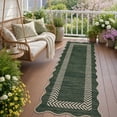 thumbnail image 1 of HIWEAVER Sage Green 2' x 6' Easy Jute Runner for Kitchen Non Slip Stain Resistant Scalloped Indoor Outdoor Throw Carpet Non Shedding Modern Geometric Mat for Hallway Outdoor Patio Rug, 1 of 7