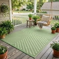 thumbnail image 1 of HIWEAVER Sage Green 6' x 9' Outdoor Rug PP Plastic Straw Woven Waterproof Patio Rug with Striped Pattern Portable Outside Carpet for Balcony Deck Picnic Garden Decor, 1 of 6