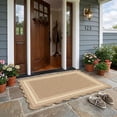 thumbnail image 1 of HIWEAVER Yellow 2' x 3' Scalloped-edge Easy Jute Doormats for Hallway Modern Bordered Indoor Outdoor Neutral Carpet for Patios Non Slip Washable Throw Rug for Home Decor, 1 of 6