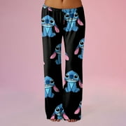 HIXOWIA Halloween Stitch Pajama Pants Clothing for Womens Pajama Stitch Pjs Stitch Clothing Women, Halloween Pj Women's Pajama Pants Cotton Pants Women's Cartoon Casual Home Pants Shorts