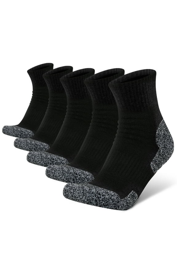 Men's Dri-tech Moisture Control Cushioned Crew Hiking Socks for Men with 35% Comfortable Cotton and 55% Durable Polyester,5 Pairs Multipack