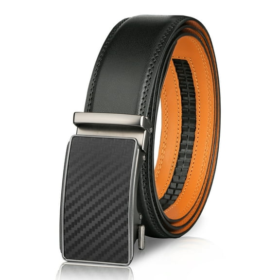 HIYATO Mens Belt for Suits Jeans Belt for Men,1 3/8" Genuine Leather with Easier Slide Buckle, Adjustable Trim to Fit