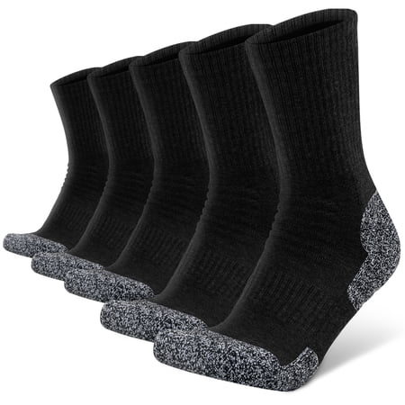 HIYATO Mid-crew Socks Men's Dri-tech Moisture Control Cushioned Crew Hiking Socks for Men with 35% Comfortable Cotton and 55% Durable Polyester,5 Pairs Multipack