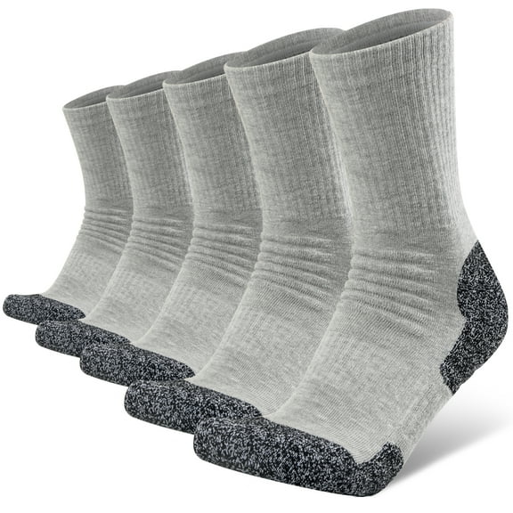 HIYATO Mid-crew Socks Men's Dri-tech Moisture Control Cushioned Crew Hiking Socks for Men with 35% Comfortable Cotton and 55% Durable Polyester,5 Pairs Multipack
