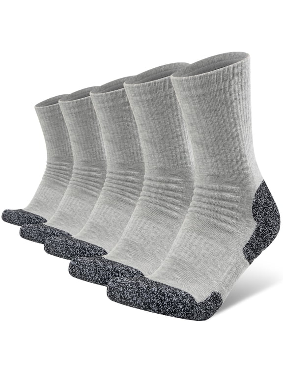 Mid-crew Socks Men's Dri-tech Moisture Control Cushioned Crew Hiking Socks for Men with 35% Comfortable Cotton and 55% Durable Polyester,5 Pairs Multipack