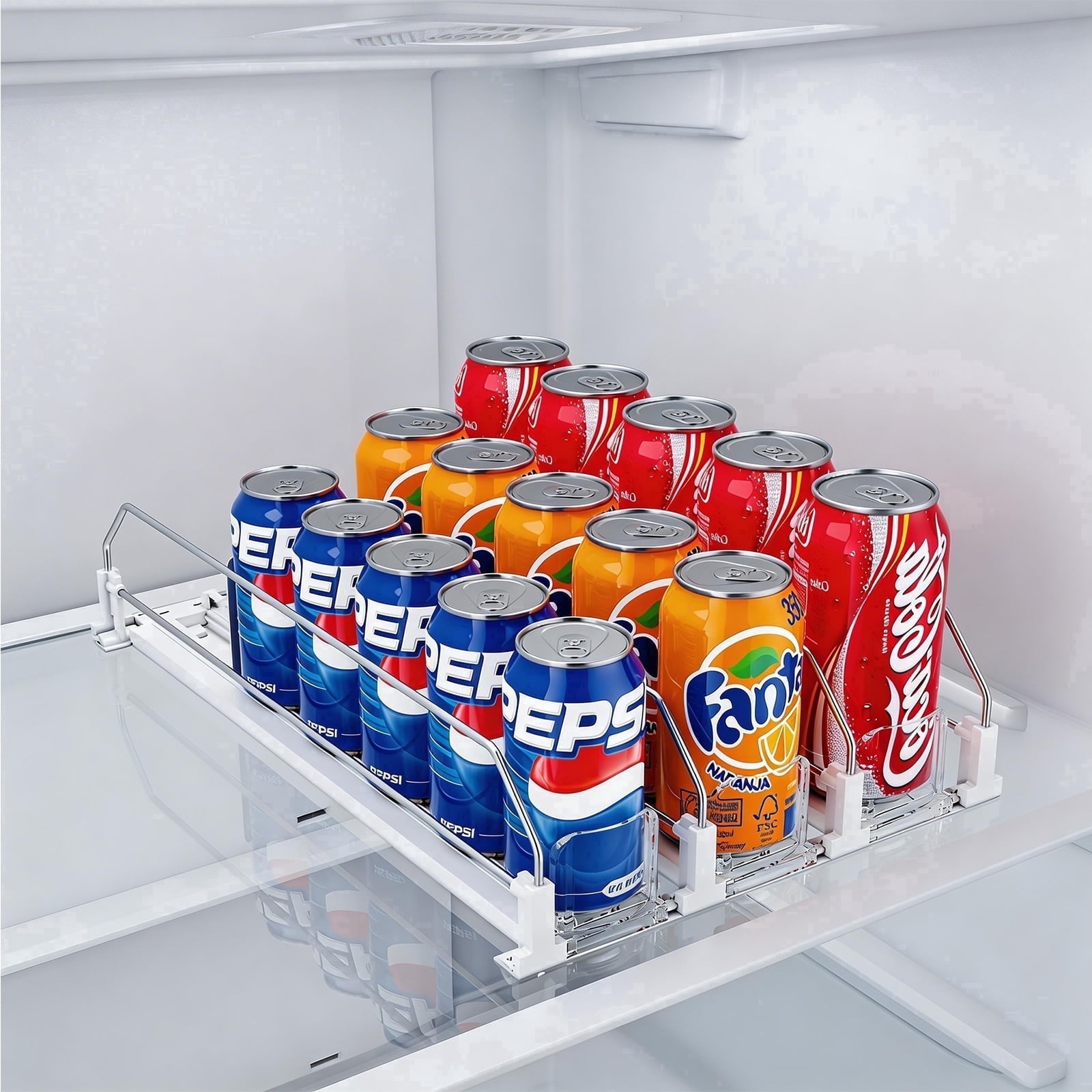 HIYOHIYO 3-Row White Refrigerator Drink Organizer