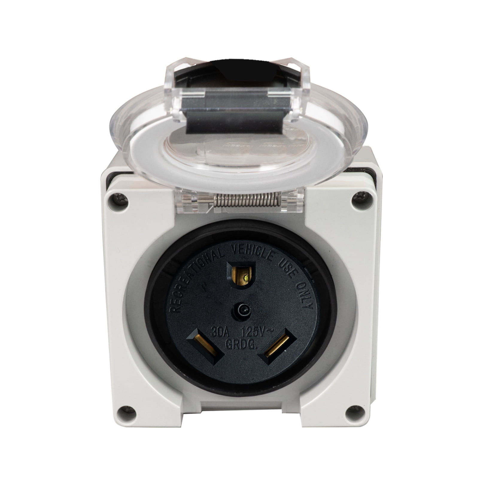 HIlTIO TT-30R RV Power Outlet Box, NEMA TT-30R Power Outlet Box, 30Amp/125Volt Receptacle, Weatherproof Outdoor Electrical Panel for Campers/Trailers - ETL Listed