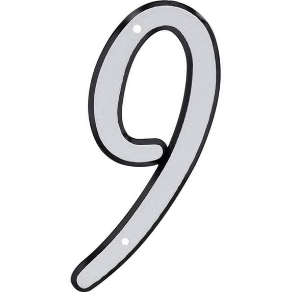 HIllman 841614 4-Inch Nail-On Reflective Plastic House Number 9