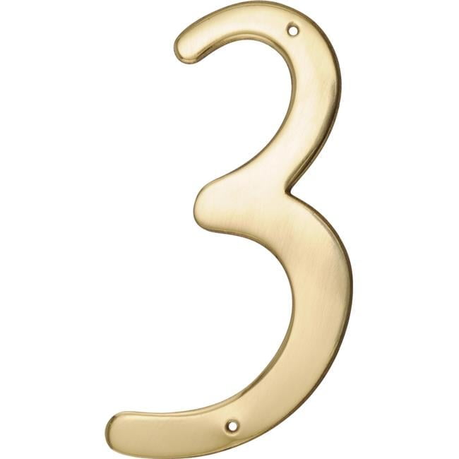 4-Inch Brass Nail-On House Number 3