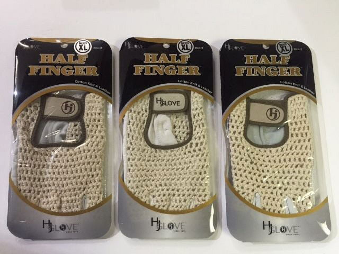HJ Half Finger Golf Glove, MENS XL, fits on RIGHT HAND, 3Gloves