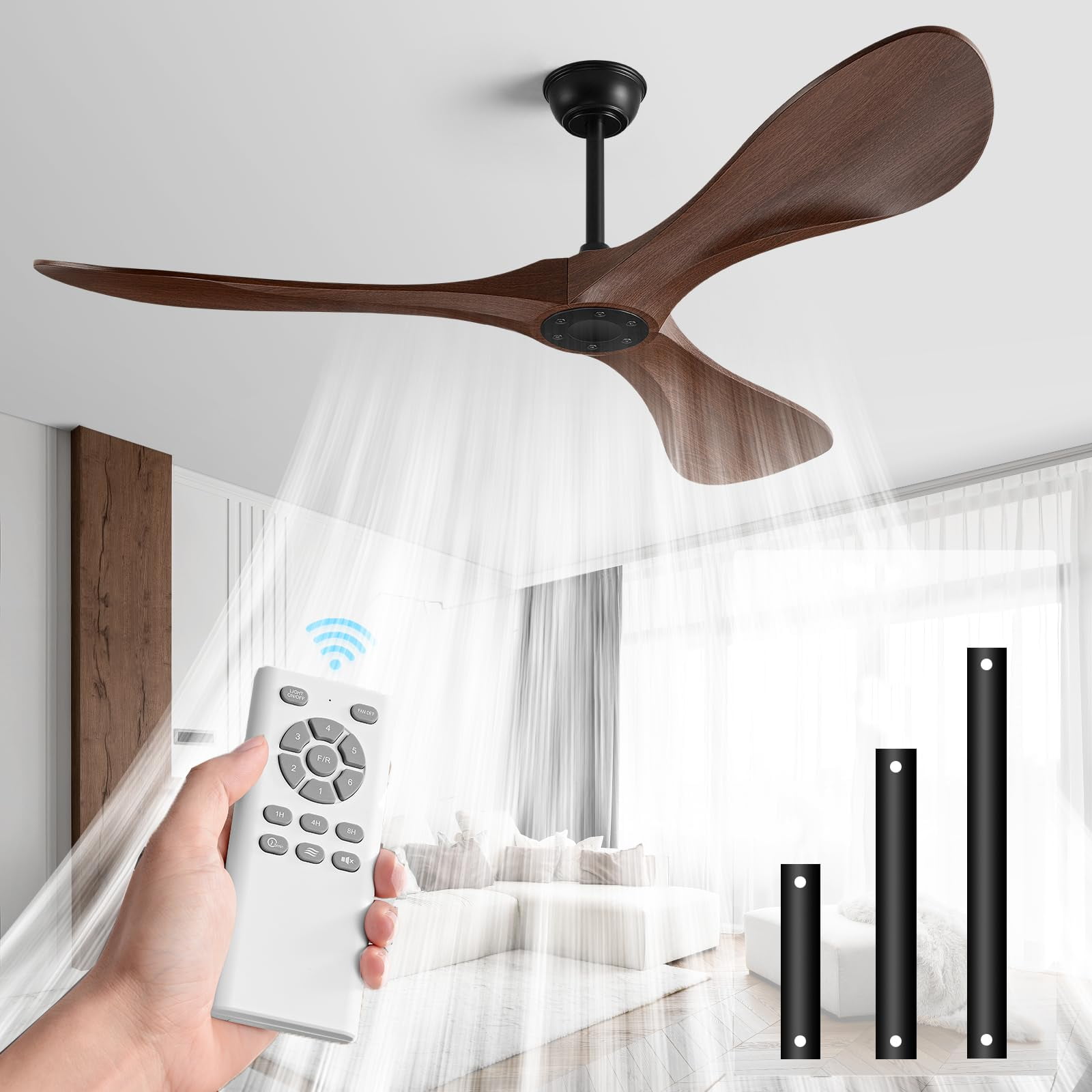 HJBRAND 52in Ceiling Fan of 6400+CFM High Airflow with Remote Control ...