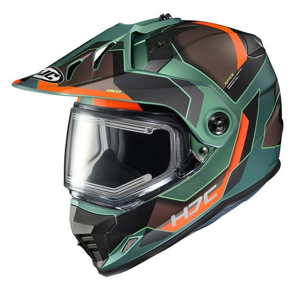 HJC DS-X1 Synergy Snow Helmet w/Heated Electric Shield Green/Orange XL