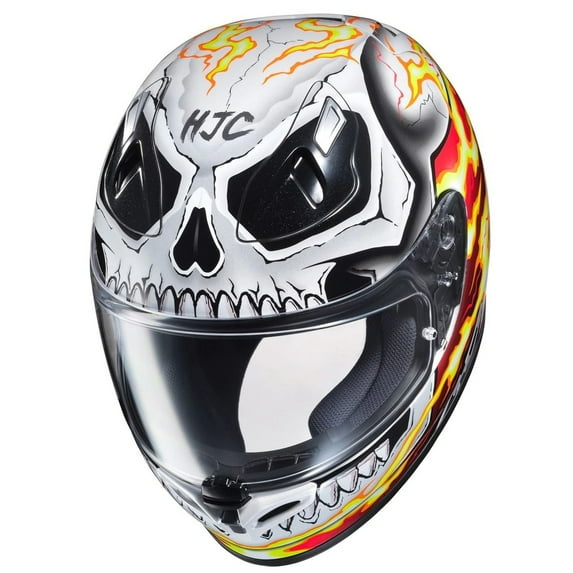 HJC FG-17 Ghost Rider Motorcycle Helmet White Flames SM