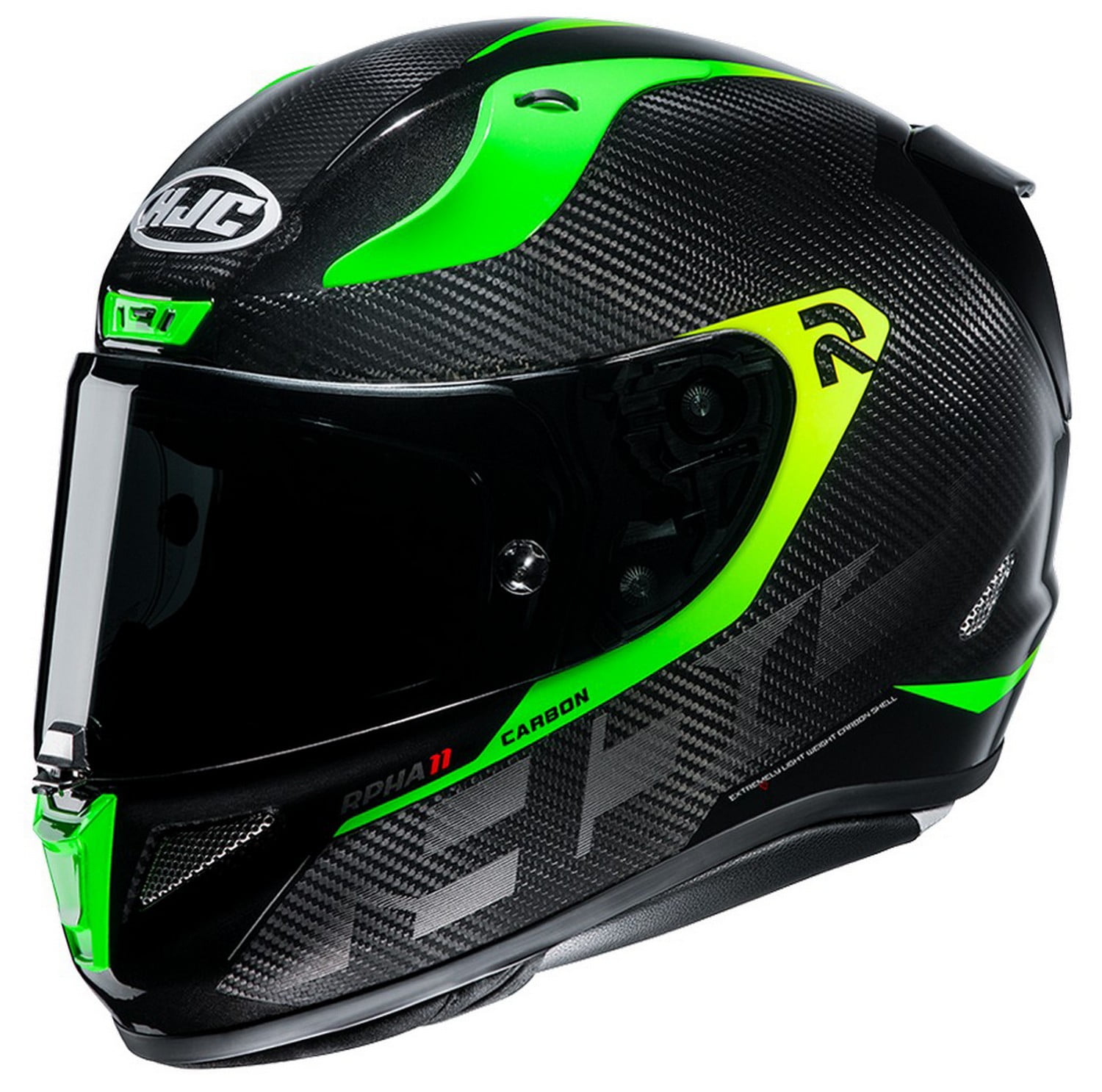 HJC RPHA 11 Pro Carbon Bleer Motorcycle Helmet Green/Black XL